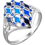 Женское серебряное кольцо с куб. циркониями и эмалью, 1636991