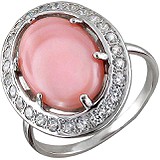 Женское серебряное кольцо с куб. циркониями и лунным камнем, 1639295