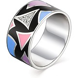 Женское серебряное кольцо с куб. циркониями и эмалью, 1646719