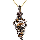 Золотой кулон с цепочкой с бриллиантами, раухтопазом и ониксами, 1667967
