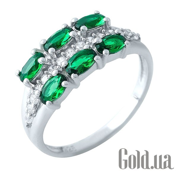 

Женские кольца Fresh Jewelry, Женское серебряное кольцо с синт. изумрудами и куб. циркониями, 18