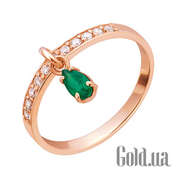

Кольцо Украина, Женское золотое кольцо с изумрудом и бриллиантами, 17