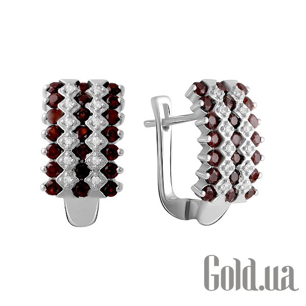 

Серьги Fresh Jewelry, Серебряные серьги с куб. циркониями и гранатами