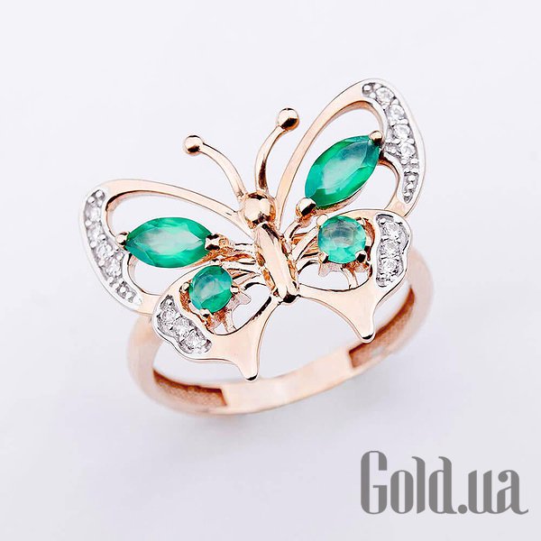 

Кольцо Украина, Женское золотое кольцо с куб. циркониями, 19