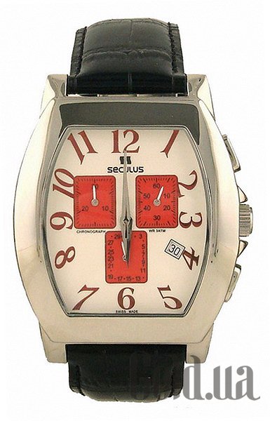 Купить Seculus 4469.1.816 ss case, white with red eyes dial, black leather