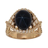 Женское золотое кольцо с бриллиантами и сапфиром, 1537920