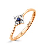 Женское золотое кольцо с бриллиантами и сапфиром, 1546624