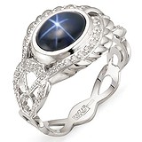 Женское золотое кольцо с бриллиантами и сапфиром, 1554560