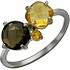 Женское серебряное кольцо с раухтопазом и цитринами - фото 1