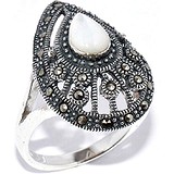 Silver Wings Женское серебряное кольцо с перламутром и марказитами, 1617792