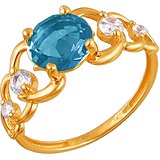 Женское золотое кольцо с куб. циркониями и топазом, 1623424