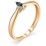 Женское золотое кольцо с бриллиантами и сапфиром, 1636736