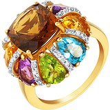 Женское золотое кольцо с бриллиантами и куб. циркониями, 1667968