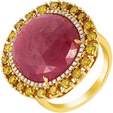 Женское золотое кольцо с бриллиантами и корундом, 1669760