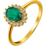 Женское золотое кольцо с бриллиантами и изумрудом, 1672832