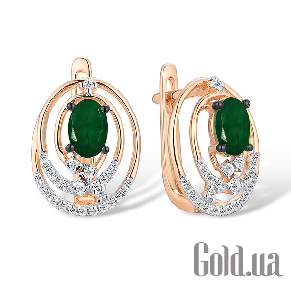 

Серьги Lurie Jewelry, Золотые серьги с бриллиантами и изумрудами