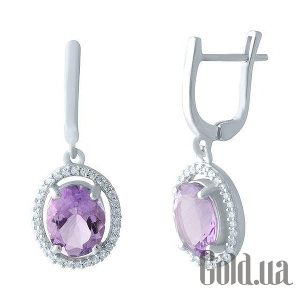 

Серьги с подвесками Fresh Jewelry, Серебряные серьги с аметистами и куб. циркониями