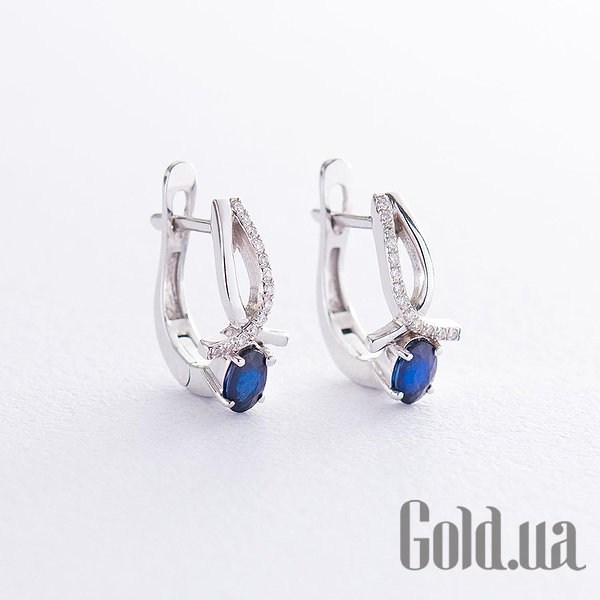 

Серьги Украина, Золотые серьги с бриллиантами и сапфирами