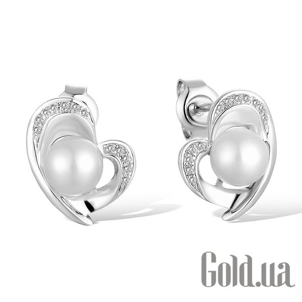 

Серьги-гвоздики Lurie Jewelry, Серебряные серьги с куб. циркониями и жемчугом