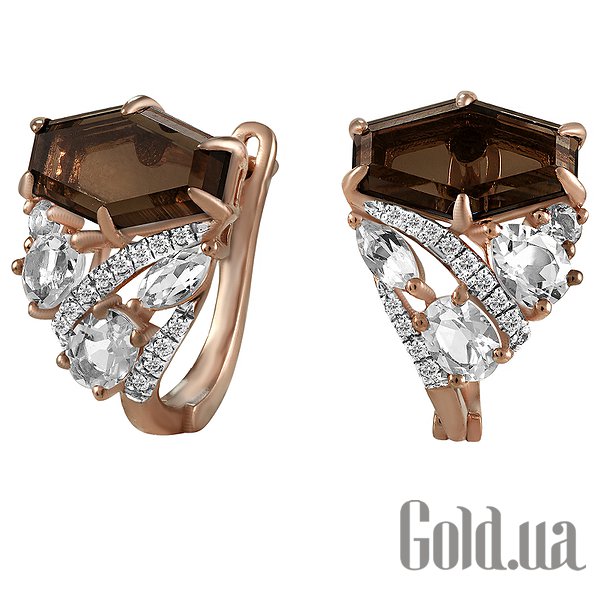 

Серьги Lurie Jewelry, Золотые серьги с бриллиантами и кварцами