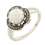 Женское серебряное кольцо с куб. циркониями и опалом, 1284225