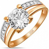 Золота обручка з куб. цирконіями і кристалом Swarovski, 1528449