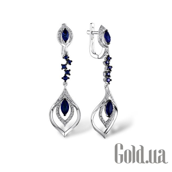 

Серьги с подвесками Lurie Jewelry, Золотые серьги с бриллиантами и сапфирами