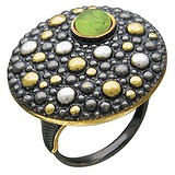 Женское серебряное кольцо с нефритом в позолоте, 1618561