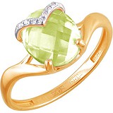 Женское золотое кольцо с куб. циркониями и кварцем, 1623425