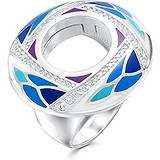 Женское серебряное кольцо с куб. циркониями и эмалью, 1646721