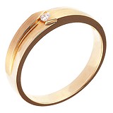Золотое обручальное кольцо с бриллиантом, 1654913