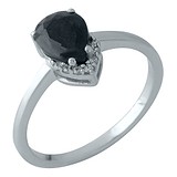 Женское серебряное кольцо с сапфиром и куб. циркониями, 1663617