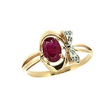 Женское золотое кольцо с рубином и бриллиантами, 1734273