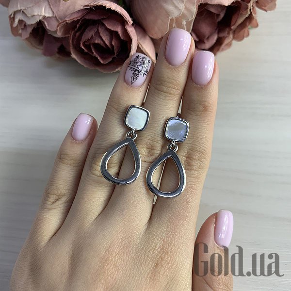 Сережки з підвісками Fresh Jewelry Срібні сережки з перламутром