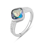 Женское серебряное кольцо с куб. циркониями и топазом, 1757057