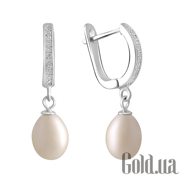 

Серьги с подвесками Fresh Jewelry, Серебряные серьги с куб. циркониями и культив. жемчугом