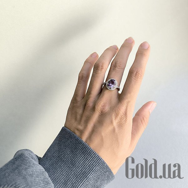 Каблучка Fresh Jewelry Жіноча срібна каблучка з куб. цирконіями та аметистом, 18