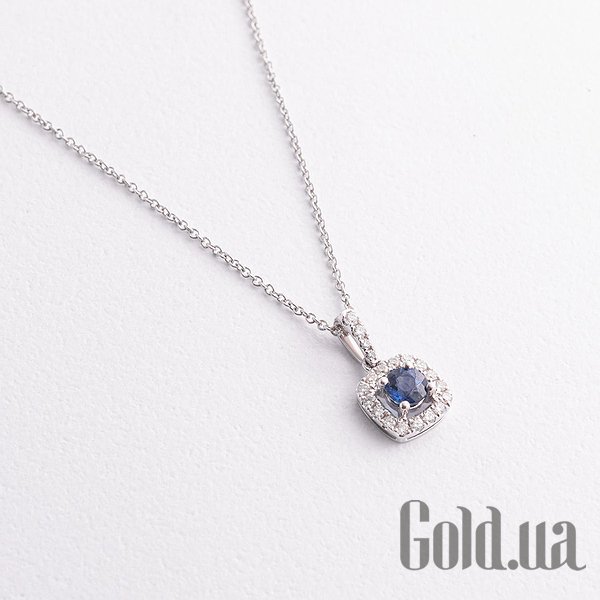 

Женский кулон Украина, Золотой кулон с цепочкой с бриллиантами и сапфиром, 40