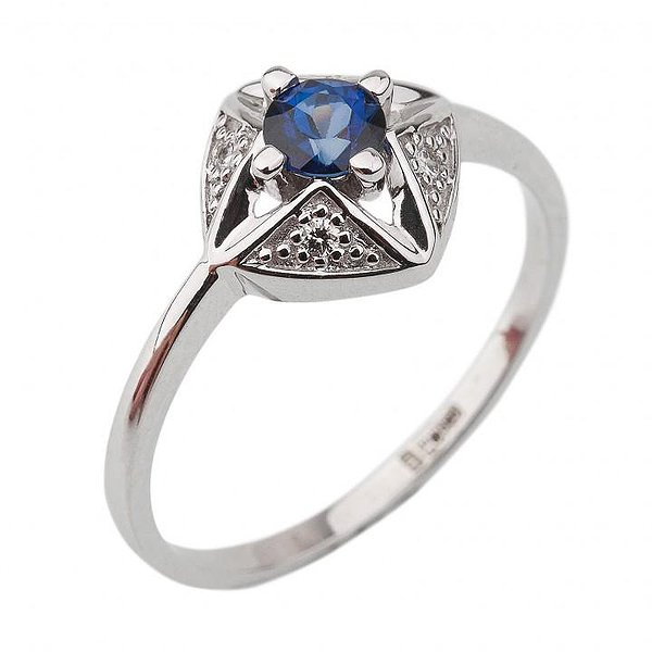 Жіноче золоте кільце з діамантами та сапфіром