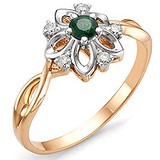 Женское золотое кольцо с бриллиантами и изумрудом, 1554562