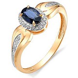 Женское золотое кольцо с бриллиантами и сапфиром, 1555842