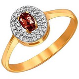 Женское золотое кольцо с куб. циркониями и гранатом, 1623426