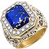 Мужское золотое кольцо с бриллиантами и лазуритом - фото 1