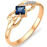 Женское золотое кольцо с сапфиром и бриллиантами, 1669250