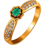 Женское золотое кольцо с бриллиантами и изумрудом, 1672834