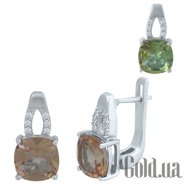 

Серьги Fresh Jewelry, Серебряные серьги с султанитами и куб. циркониями