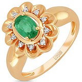 Женское золотое кольцо с бриллиантами и изумрудом, 1703554