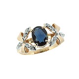 Женское золотое кольцо с сапфиром и бриллиантами, 1734274