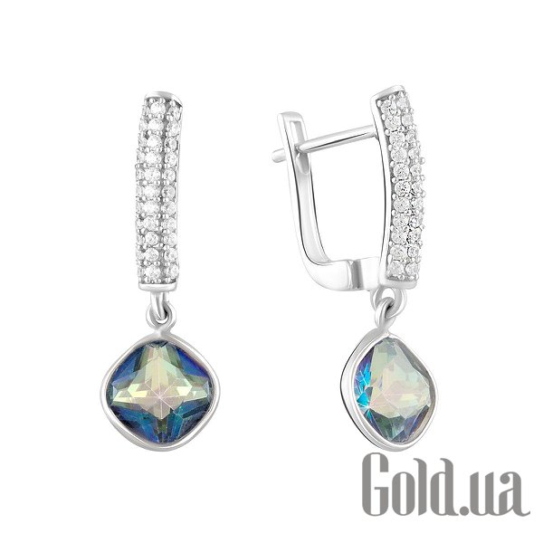 

Серьги с подвесками Fresh Jewelry, Серебряные серьги с куб. циркониями и топазами