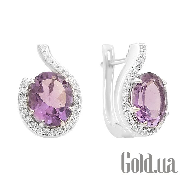 

Серьги Fresh Jewelry, Серебряные серьги с куб. циркониями и аметистами